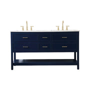 Elegant Kitchen/Bath Sinclaire 60" Double Bathroom Vanity, Blue - VF19060DBL