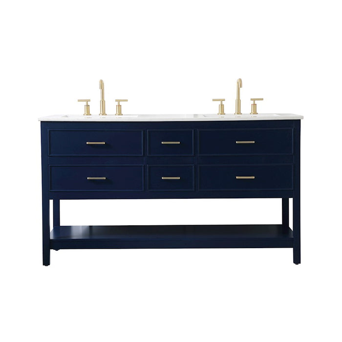 Elegant Kitchen/Bath Sinclaire 60" Double Bathroom Vanity, Blue - VF19060DBL