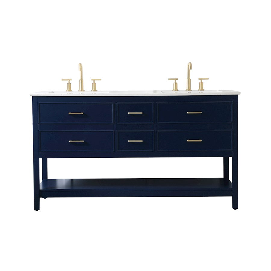 Elegant Kitchen/Bath Sinclaire 60" Double Bathroom Vanity, Blue - VF19060DBL