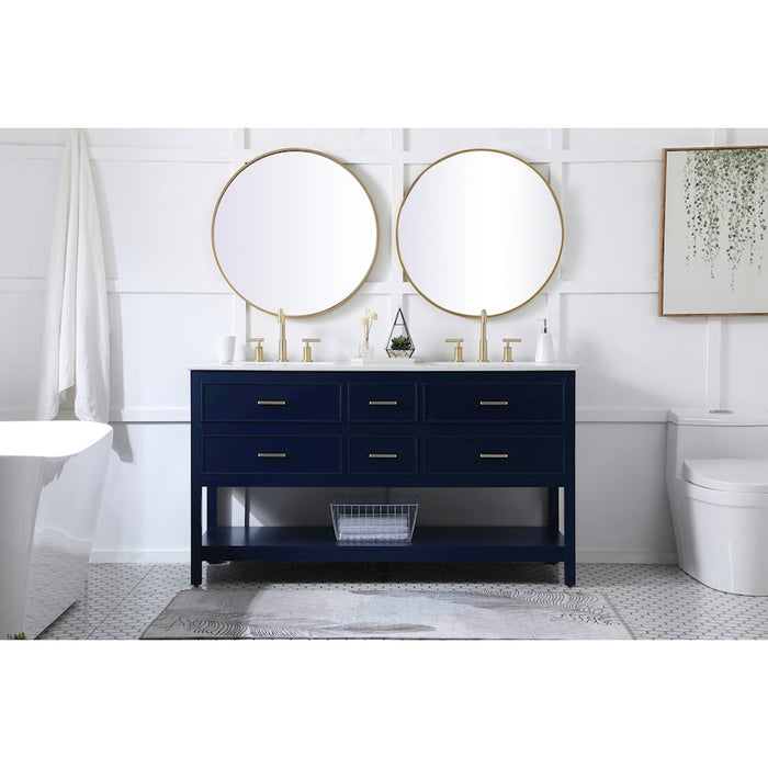 Elegant Kitchen/Bath Sinclaire 60" Double Bathroom Vanity, Blue
