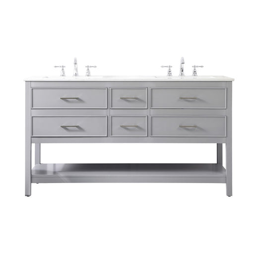 Elegant Kitchen/Bath Sinclaire 60" Double Bathroom Vanity, Gray - VF19060DGR