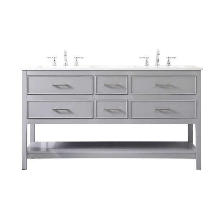 Elegant Kitchen/Bath Sinclaire 60" Double Bathroom Vanity, Gray - VF19060DGR