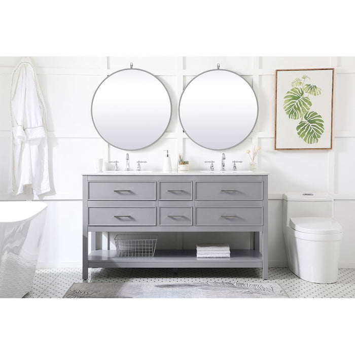 Elegant Kitchen/Bath Sinclaire 60" Double Bathroom Vanity, Gray