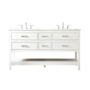 Elegant Kitchen/Bath Sinclaire 60" Double Bathroom Vanity, White - VF19060DWH