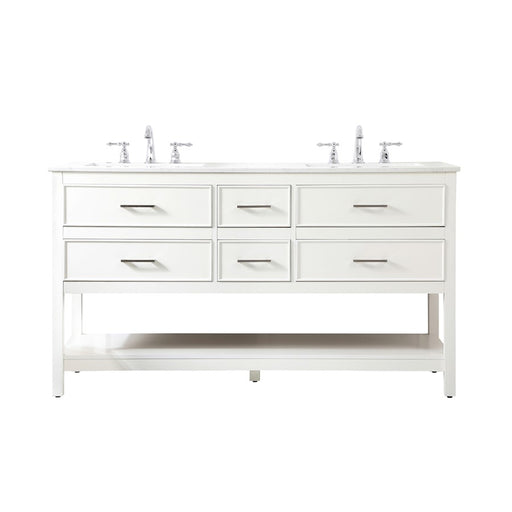 Elegant Kitchen/Bath Sinclaire 60" Double Bathroom Vanity, White - VF19060DWH