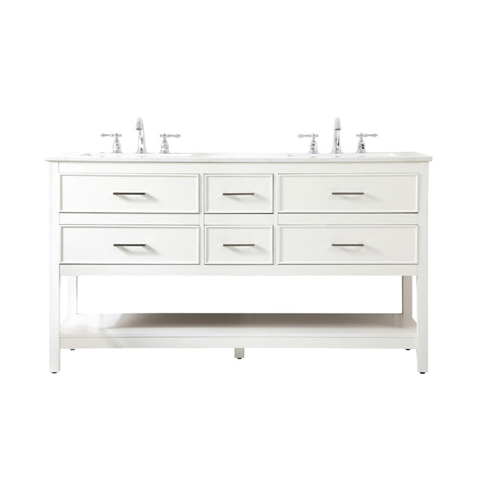 Elegant Kitchen/Bath Sinclaire 60" Double Bathroom Vanity, White - VF19060DWH
