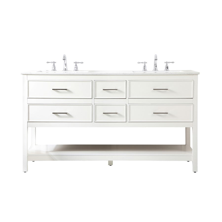 Elegant Kitchen/Bath Sinclaire 60" Double Bathroom Vanity, White - VF19060DWH
