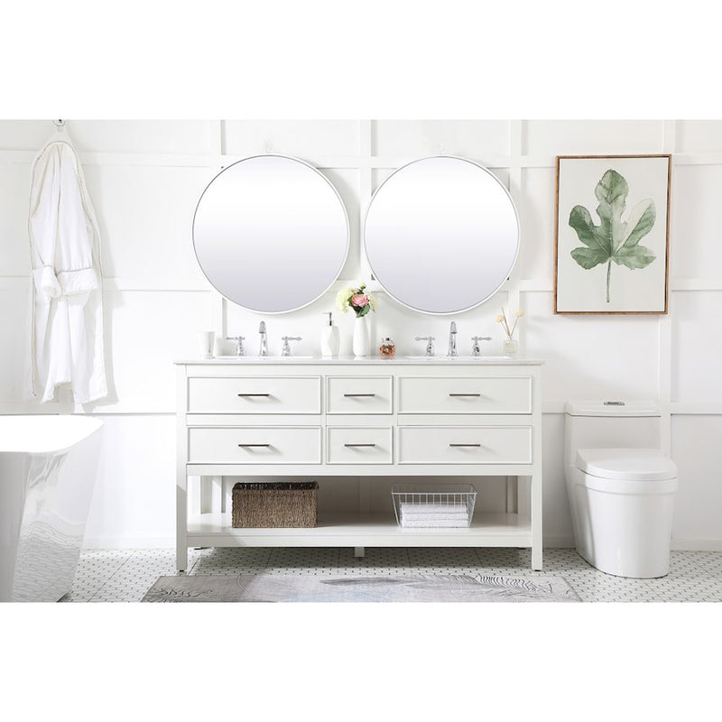 Elegant Kitchen/Bath Sinclaire 60" Double Bathroom Vanity, White