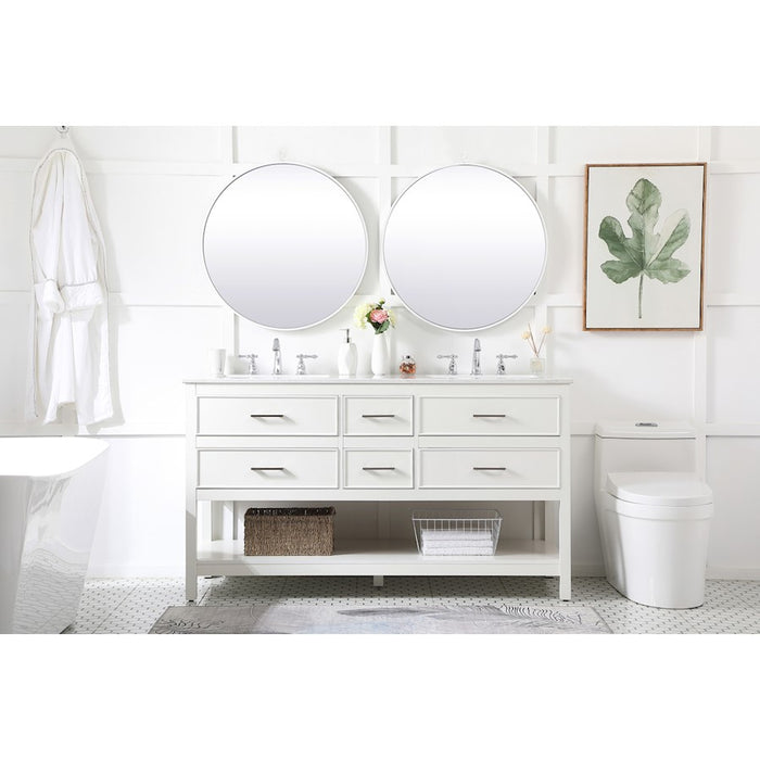 Elegant Kitchen/Bath Sinclaire 60" Double Bathroom Vanity, White