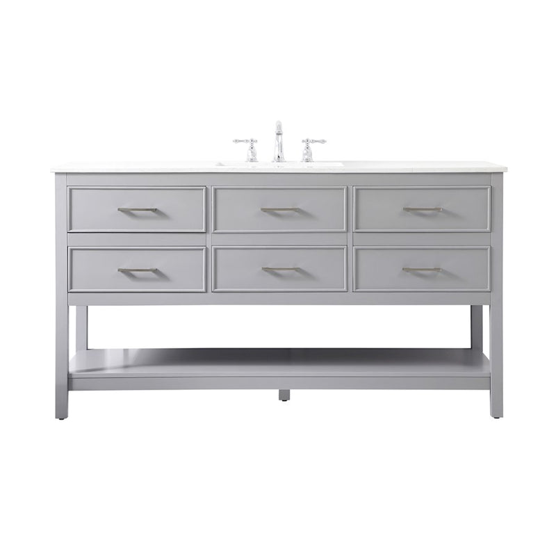 Elegant Kitchen/Bath Sinclaire 60" Single Bathroom Vanity, Gray - VF19060GR
