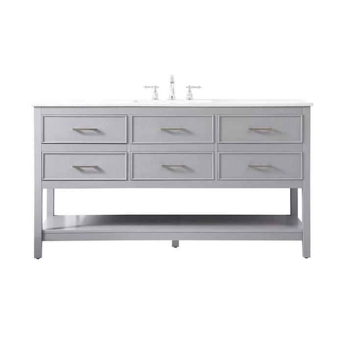 Elegant Kitchen/Bath Sinclaire 60" Single Bathroom Vanity, Gray - VF19060GR