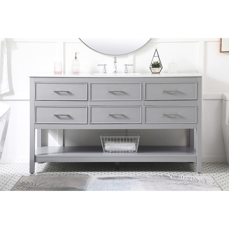 Elegant Kitchen/Bath Sinclaire 60" Single Bathroom Vanity, Gray