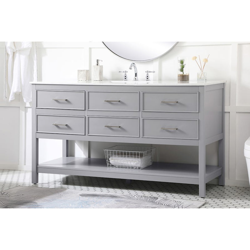 Elegant Kitchen/Bath Sinclaire 60" Single Bathroom Vanity, Gray