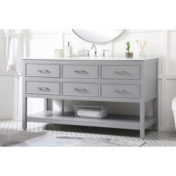 Elegant Kitchen/Bath Sinclaire 60" Single Bathroom Vanity, Gray