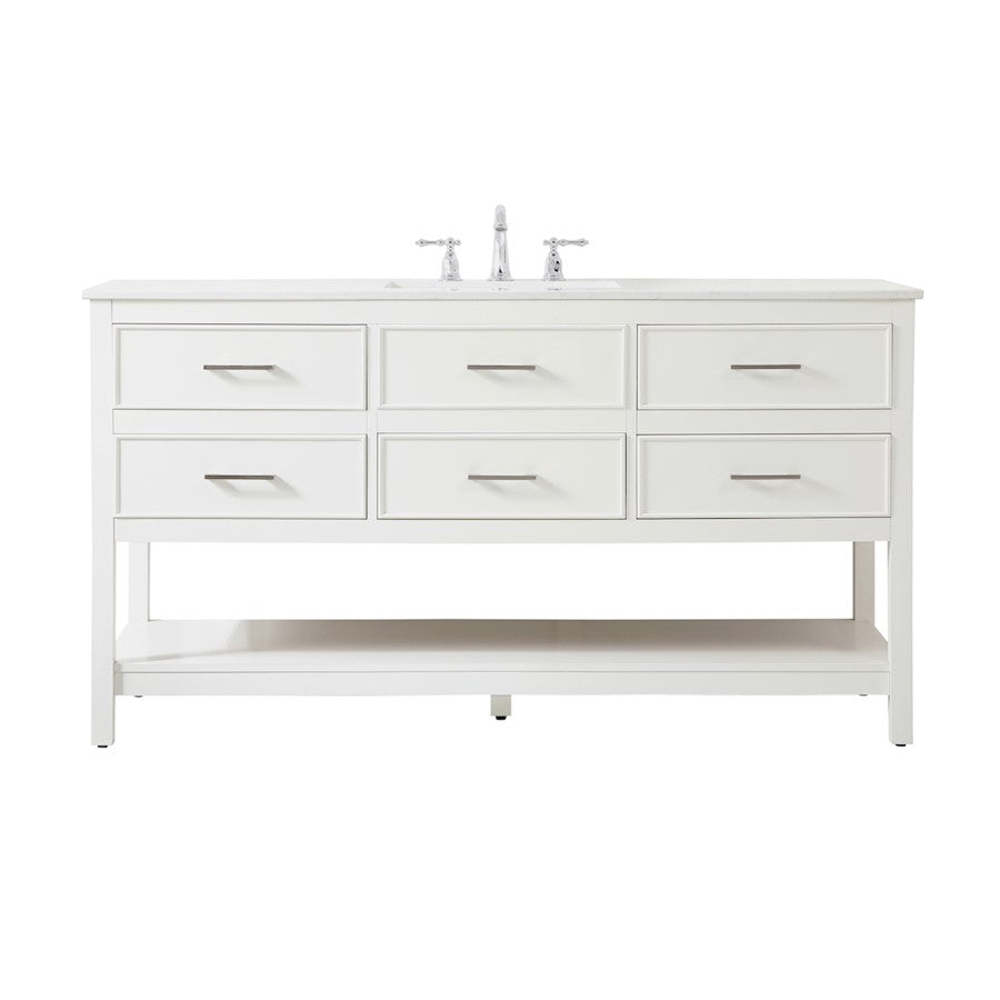 Elegant Kitchen/Bath Sinclaire 60" Single Bathroom Vanity, White - VF19060WH