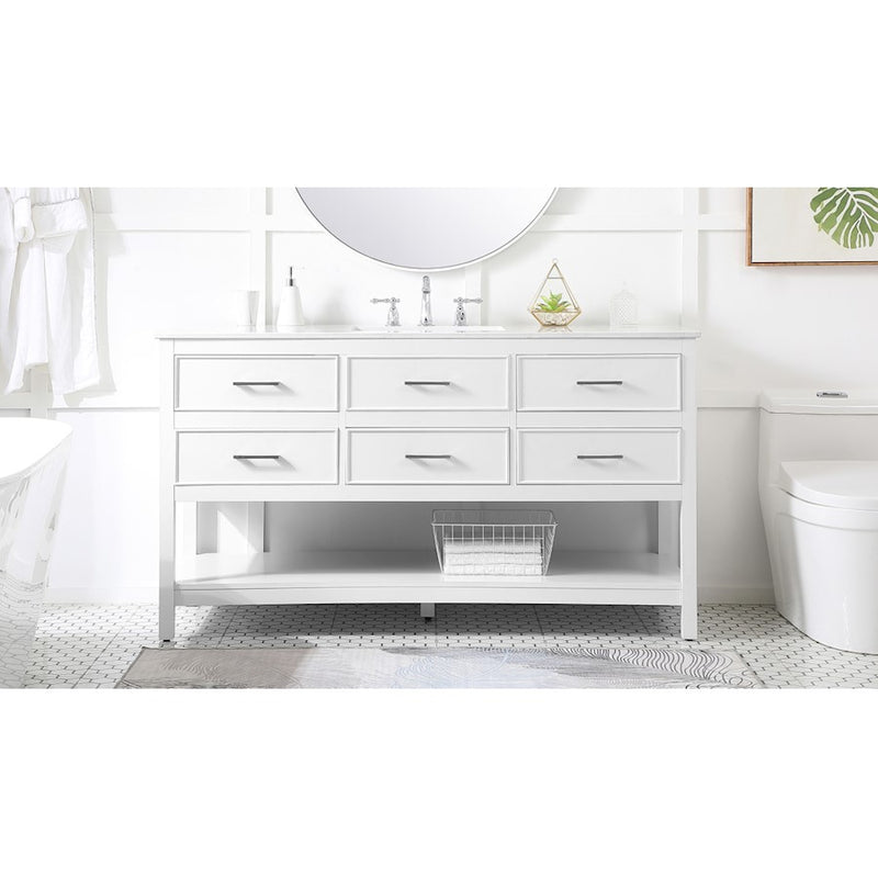 Elegant Kitchen/Bath Sinclaire 60" Single Bathroom Vanity, White