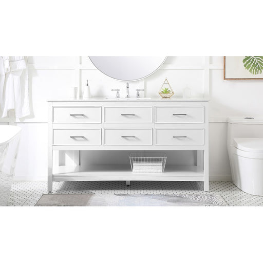 Elegant Kitchen/Bath Sinclaire 60" Single Bathroom Vanity, White