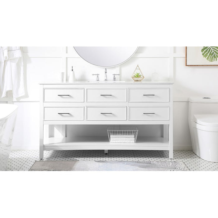 Elegant Kitchen/Bath Sinclaire 60" Single Bathroom Vanity, White