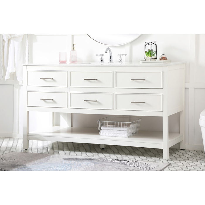 Elegant Kitchen/Bath Sinclaire 60" Single Bathroom Vanity, White