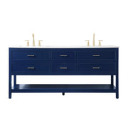 Elegant Kitchen/Bath Sinclaire 72" Double Bathroom Vanity, Blue - VF19072DBL