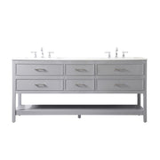 Elegant Kitchen/Bath Sinclaire 72" Double Bathroom Vanity, Gray - VF19072DGR
