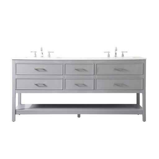 Elegant Kitchen/Bath Sinclaire 72" Double Bathroom Vanity, Gray - VF19072DGR