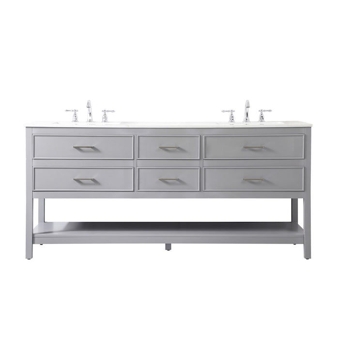 Elegant Kitchen/Bath Sinclaire 72" Double Bathroom Vanity, Gray - VF19072DGR