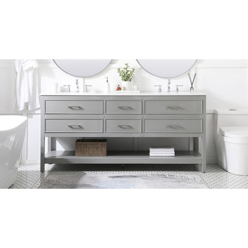 Elegant Kitchen/Bath Sinclaire 72" Double Bathroom Vanity, Gray