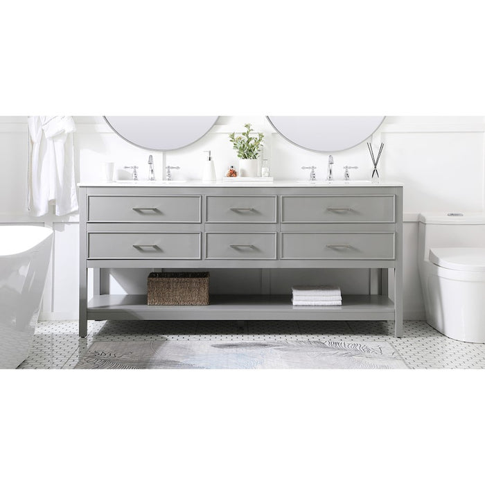 Elegant Kitchen/Bath Sinclaire 72" Double Bathroom Vanity, Gray