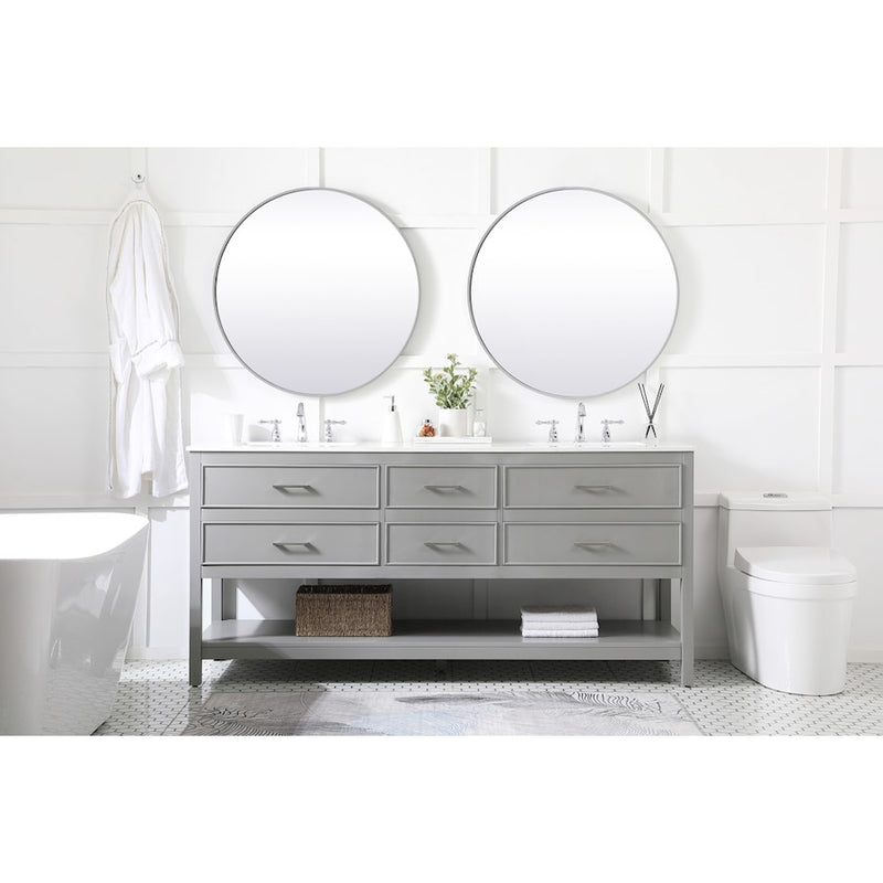 Elegant Kitchen/Bath Sinclaire 72" Double Bathroom Vanity, Gray