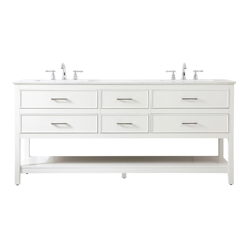 Elegant Kitchen/Bath Sinclaire 72" Double Bathroom Vanity, White - VF19072DWH