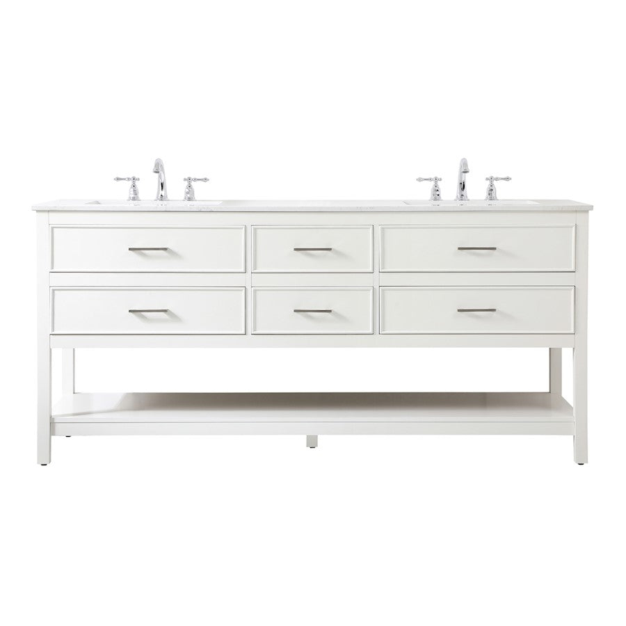 Elegant Kitchen/Bath Sinclaire 72" Double Bathroom Vanity, White - VF19072DWH