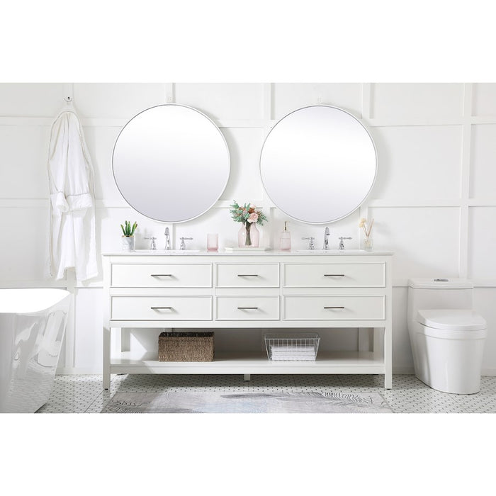 Elegant Kitchen/Bath Sinclaire 72" Double Bathroom Vanity, White