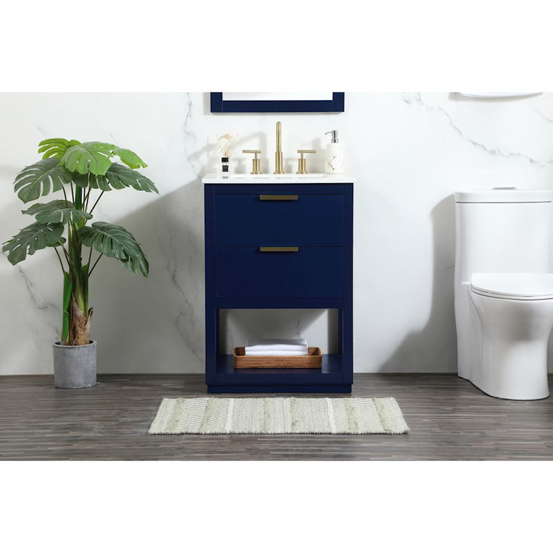 Elegant Kitchen/Bath Larkin 24" Single Bathroom Vanity, Blue