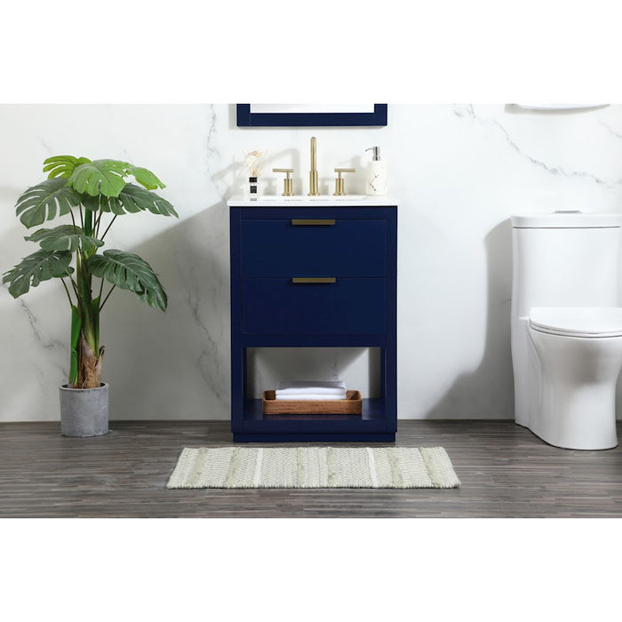 Elegant Kitchen/Bath Larkin 24" Single Bathroom Vanity, Blue