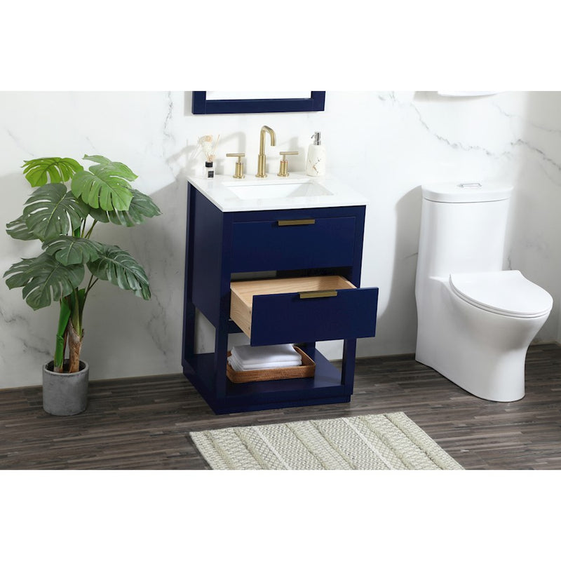 Elegant Kitchen/Bath Larkin 24" Single Bathroom Vanity, Blue