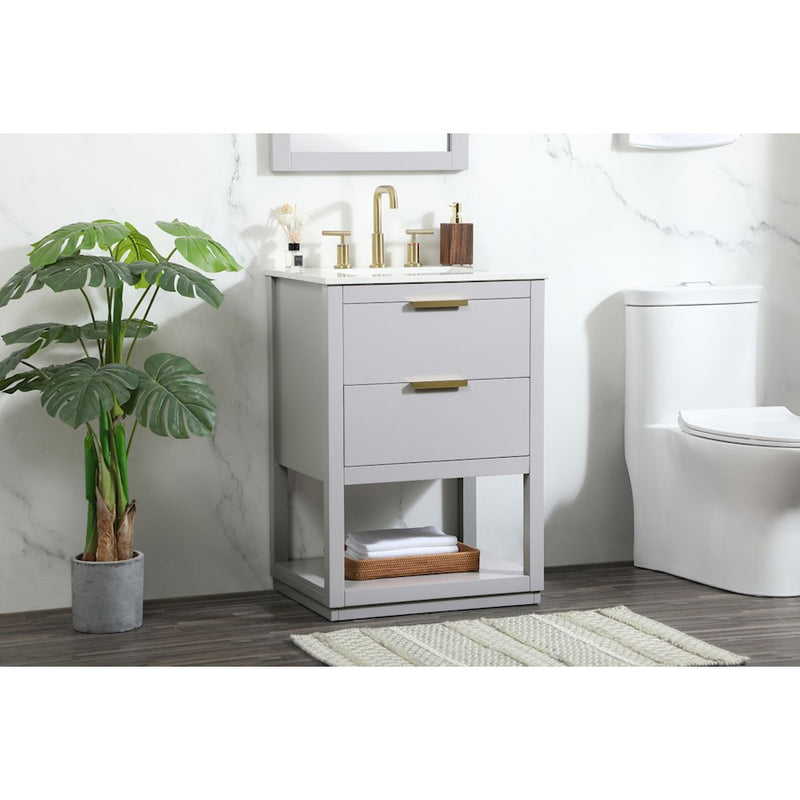 Elegant Kitchen/Bath Larkin 24" Single Bathroom Vanity, Grey