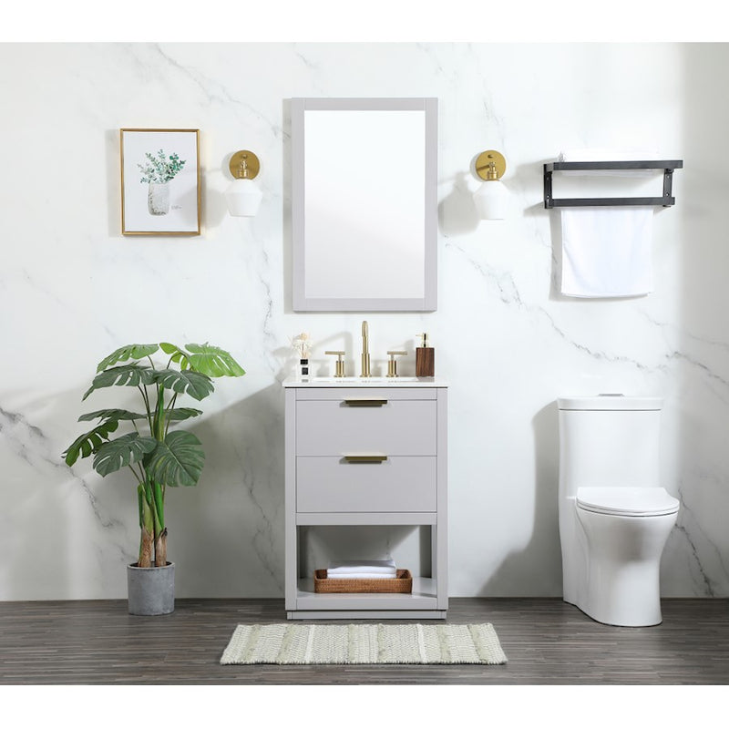 Elegant Kitchen/Bath Larkin 24" Single Bathroom Vanity, Grey
