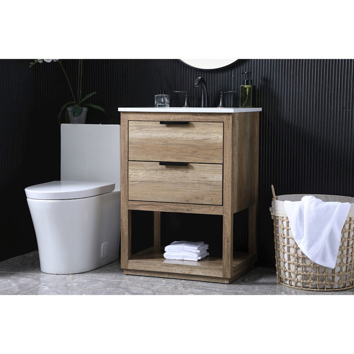 Elegant Lighting Larkin 24"L Single Vanity Sink, Natural Oak