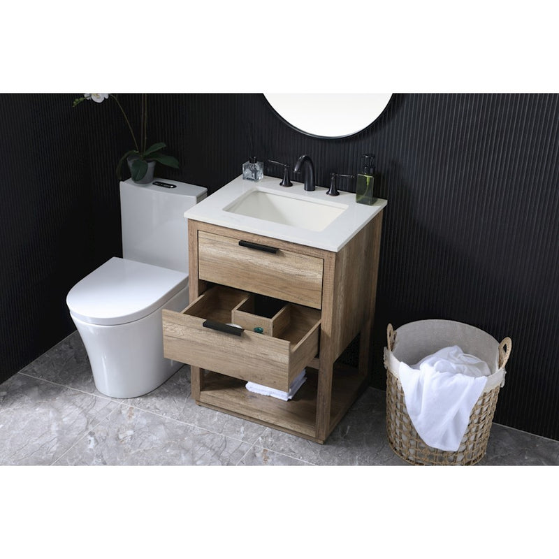 Elegant Lighting Larkin 24"L Single Vanity Sink, Natural Oak