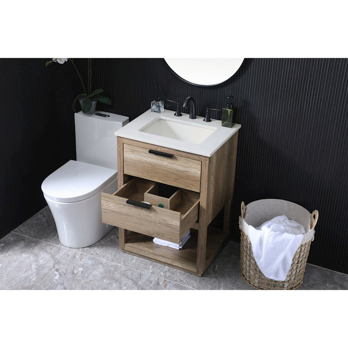 Elegant Lighting Larkin 24"L Single Vanity Sink, Natural Oak