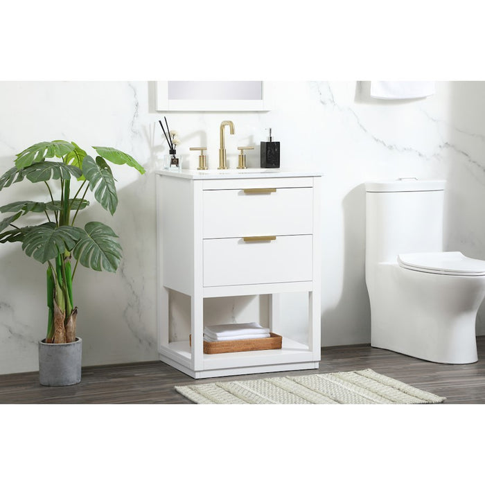 Elegant Kitchen/Bath Larkin 24" Single Bathroom Vanity, White