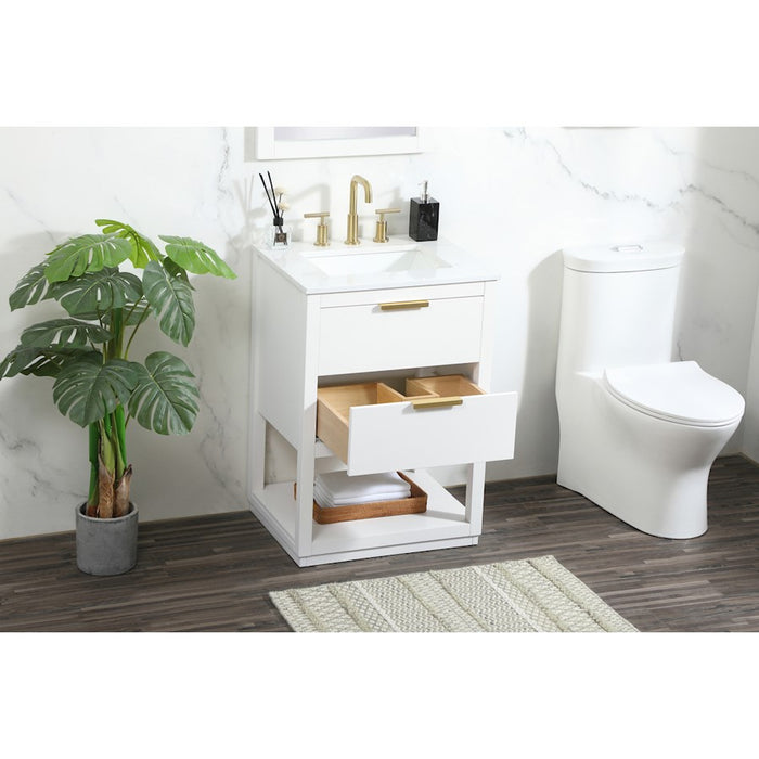 Elegant Kitchen/Bath Larkin 24" Single Bathroom Vanity, White