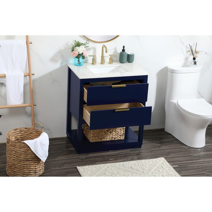 Elegant Kitchen/Bath Larkin 30" Single Bathroom Vanity, Blue