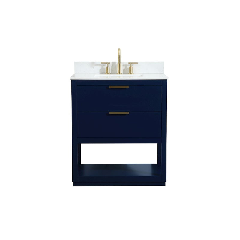 Elegant Larkin 30" Single Bathroom Vanity, Blue/Backsplash - VF19230BL-BS