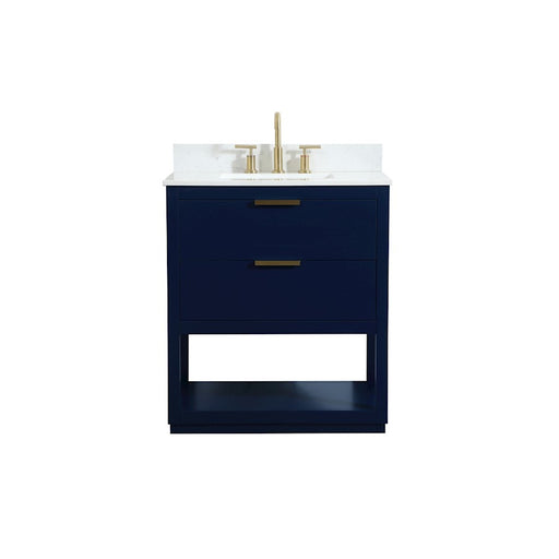 Elegant Larkin 30" Single Bathroom Vanity, Blue/Backsplash - VF19230BL-BS