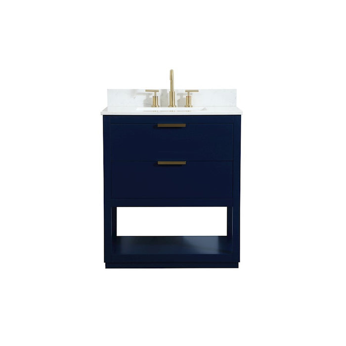 Elegant Larkin 30" Single Bathroom Vanity, Blue/Backsplash - VF19230BL-BS