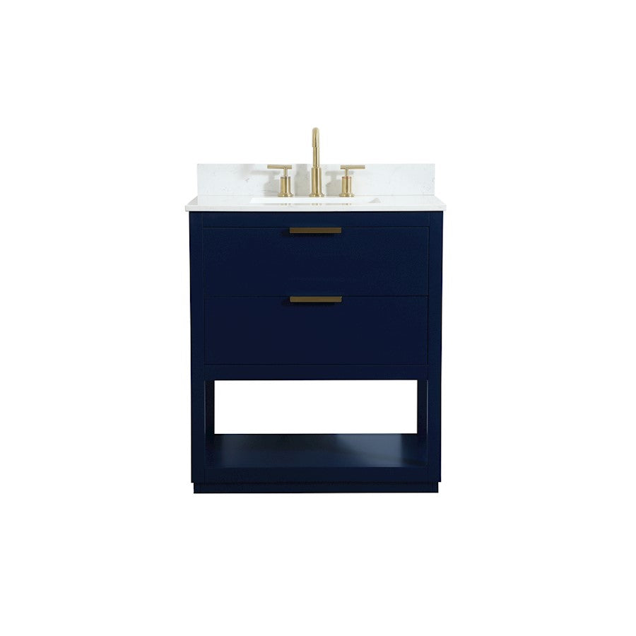 Elegant Larkin 30" Single Bathroom Vanity, Blue/Backsplash - VF19230BL-BS