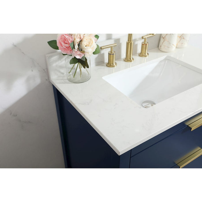 Elegant Larkin 30" Single Bathroom Vanity, Blue/Backsplash