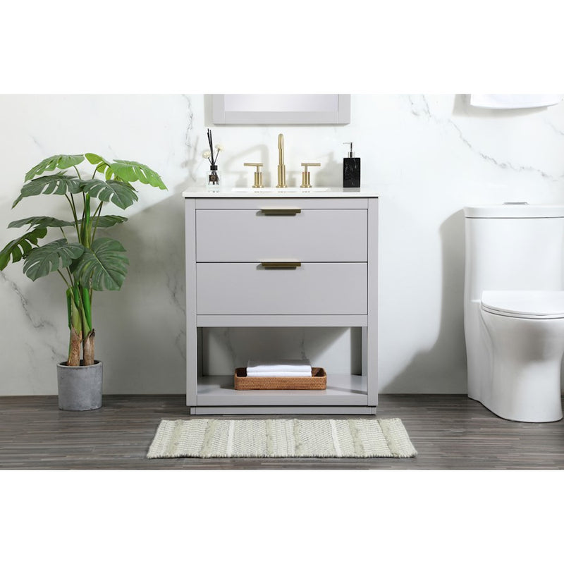 Elegant Kitchen/Bath Larkin 30" Single Bathroom Vanity, Grey